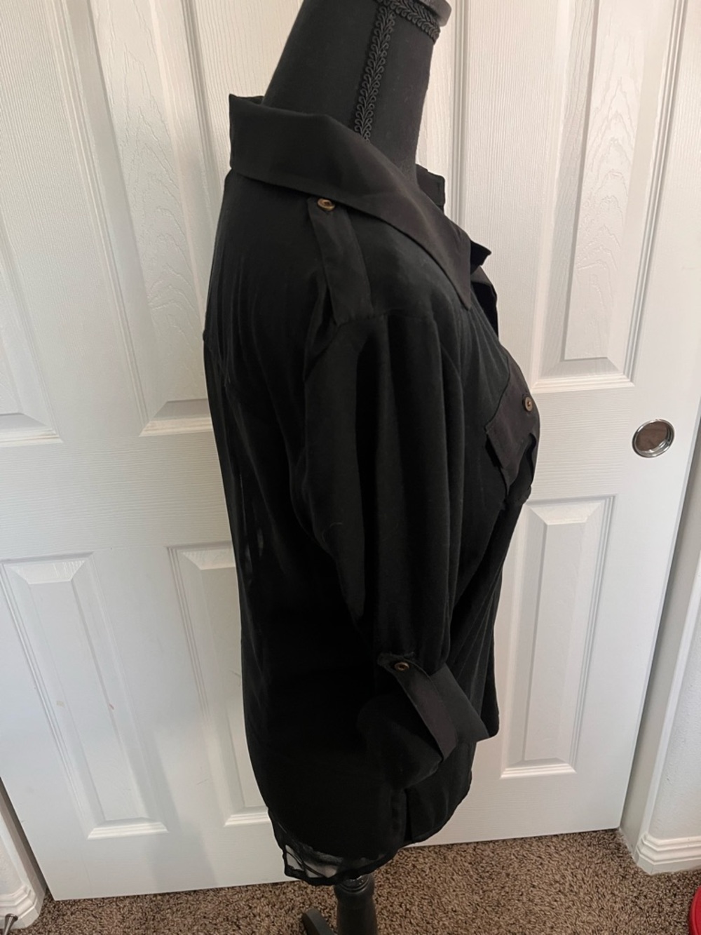 Black Button-Front Utility short or long Shirt. - Picture 10 of 16
